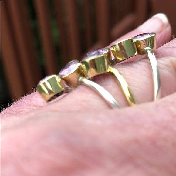 BOUTIQUE TWO TONE KUNZITE STERLING SILVER RING,7.5 - Picture 7 of 7